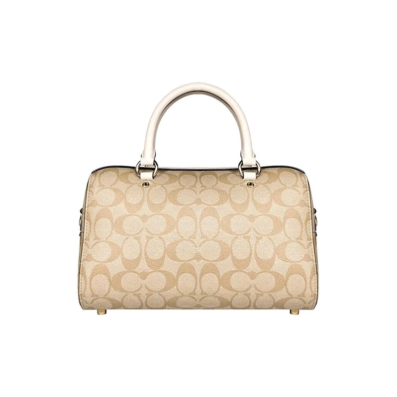 COACH Rowan PVC Boston Bag, Handbag, Shoulder Bag, Crossbody Bag Tubas Women's Light Khaki-1