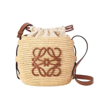 LOEWE Beehive Basket Fiber With Cow Leather Bucket Bags Shoulder Bag Crossbody Bag Women's Brown