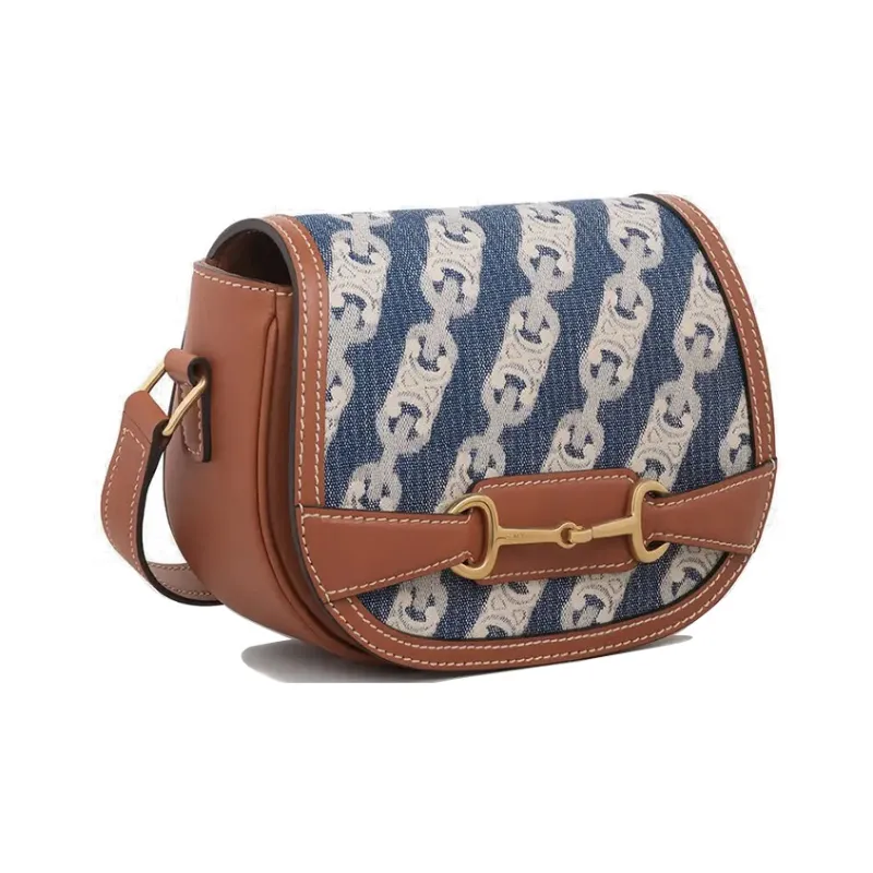 CELINE Triomphe Cow Leather Saddle Bag Handbag Shoulder Bag Unisex Blue-1