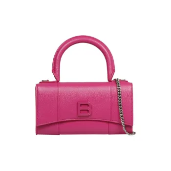 Balenciaga Hourglass Cow Leather Handbags Shoulder Bags Mini Women's Pink