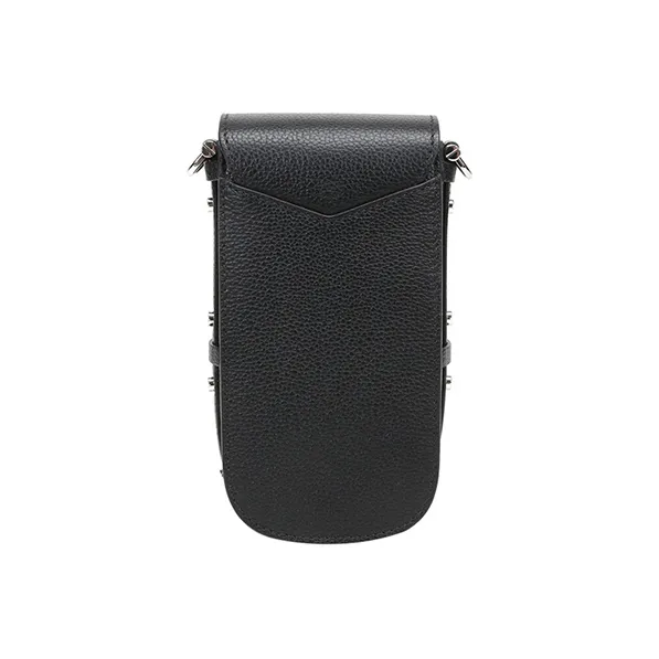MCM Leather One Shoulder Crossbody Cell Phone Pouch Small Size Women's Black Gray-2