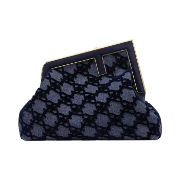 FENDI Fendi First Polyamide Handheld Shoulder Bag Crossbody Bag Medium Size Women's Dark Blue