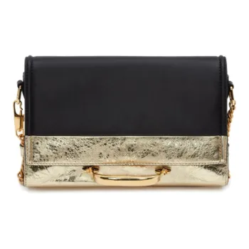 Alexander McQueen THE STORY Calfskin Clutches Shoulder Bag Crossbody Bag Women's Black Gold