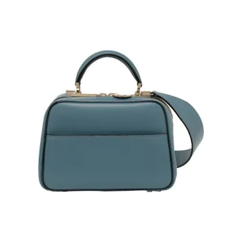 Valextra Serie S Calfskin Handbag Mini Women's Chamomile Blue