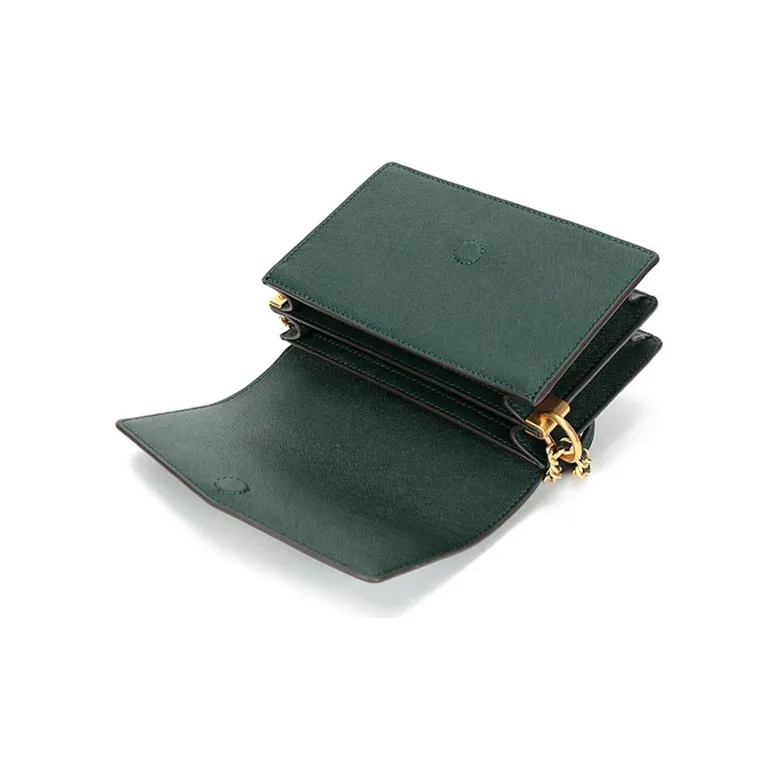 TORY BURCH Robinson Leather Portable Crossbody Bag, Shoulder Bag Women's Dark Green-5