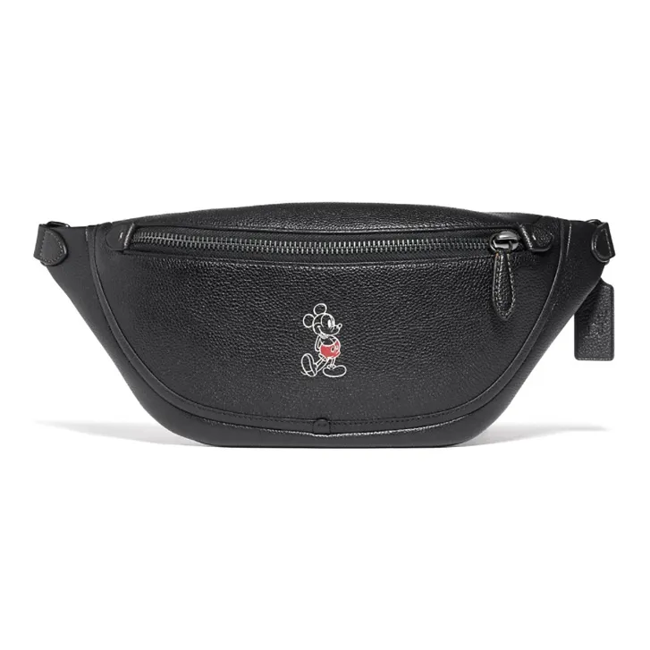 COACH Disney, Collaboration League Leather Crossbody Bag, Sling Bag, Fanny Pack Large Size Women's Black Copper/Black-0
