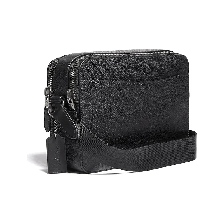 COACH Charter Cow Leather Small Square Camera Bag Shoulder Bag Crossbody Bag Medium Size Unisex Black Copper/Black-2
