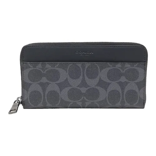COACH Accordion Wallet Leather Canvas Wallet Men's Black