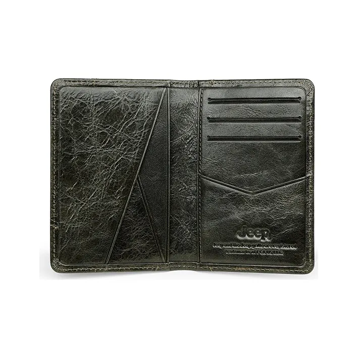 Jeep Cow Leather Card Holder Regular Men's Olive-4