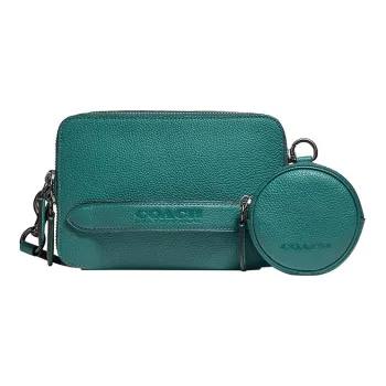 COACH Charter Leather One Shoulder Handbag Crossbody Bag Small Size Men's Lake Green
