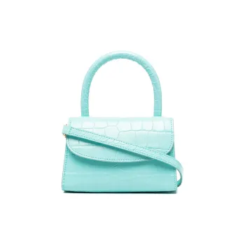 By Far Croco Leather Handbag Mini Women's Cyan
