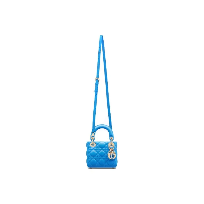DIOR Lady Dior Sheepskin Dior Bag Shoulder Bag Crossbody Bag Handbag Micro Women's Blue-3