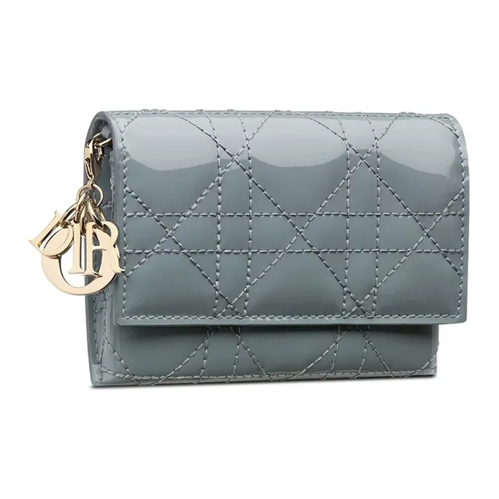 DIOR Lady Dior Patent Leather Cow Leather Handbag Shoulder Bag Women's Cloud Blue-1