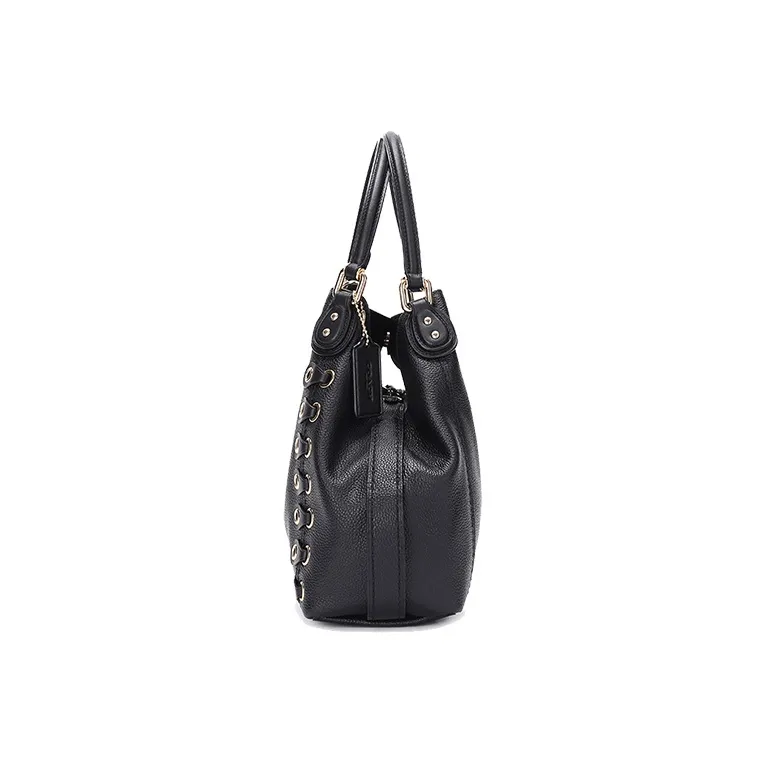 COACH Edie Cow Leather Shoulder Bag, Crossbody Bag, Handbag Large Size Women's Black-2