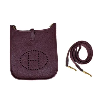 HERMES Evelyne Cow Leather Shoulder Bag, Crossbody Bag Mini Women's Bordeaux Burgundy