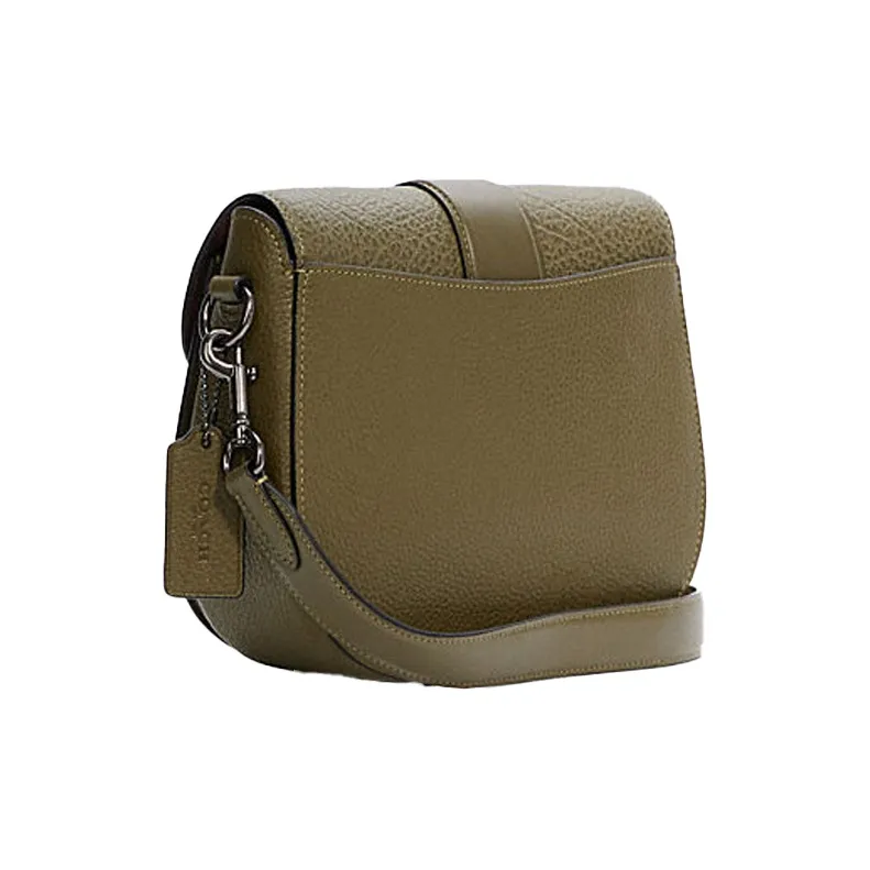 COACH Georgie Leather Saddle Bag, Bacchus Bag, Shoulder Bag, Crossbody Bag, Shoulder Bag Trumpets Women's Olive Green-1