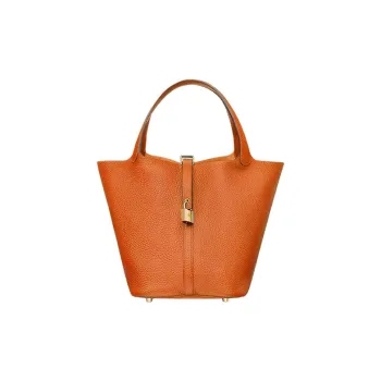 HERMES Picotin Lock Cow Leather Basket Bag Handbag Bucket Bag Women's Flame Orange