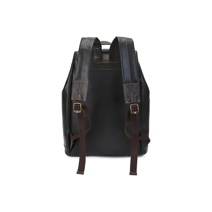 Slazenger Top Grain Cow Leather Backpack Regular Unisex Cool Black-3