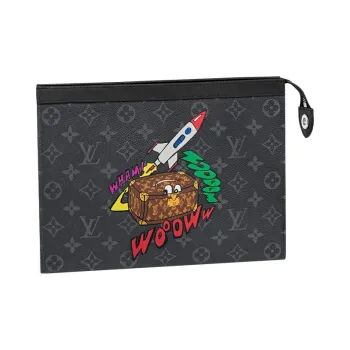 LOUIS VUITTON Pochette Voyage Canvas Toiletry Bag Clutch Medium Size Men's Black