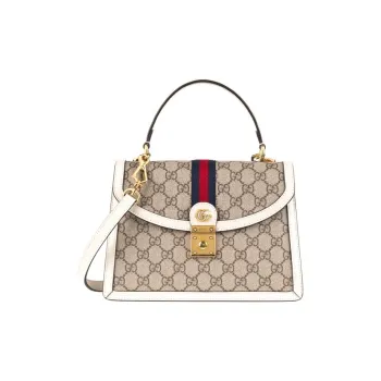 GUCCI Ophidia Canvas With Leather Trim Canvas Bag, Shoulder Bag, Crossbody Bag, Handbag Small Size Women's Ebony/White