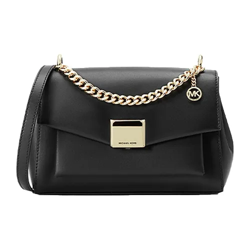 MICHAEL KORS Lita Cow Leather Handbag, Crossbody Bag Medium Size Women's Black