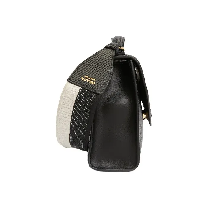 PRADA Saffiano Cow Leather Shoulder Bag Crossbody Bag Handbags Regular Women's Black-4