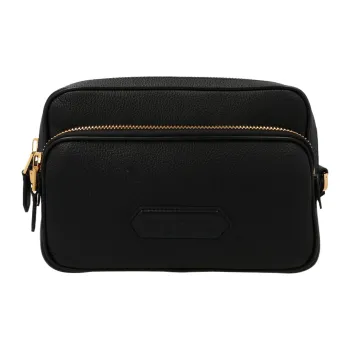 TOM FORD Pebbled Textured Leather Messenger Bag Shoulder Bag Crossbody Bag Men's Black