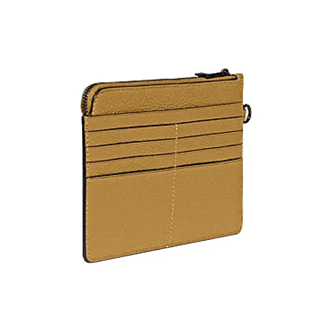 COACH Double Zip Wallet Polished Pebbled Leather Coin Purse Card Holder Wrist Bag Small Size Women's-2