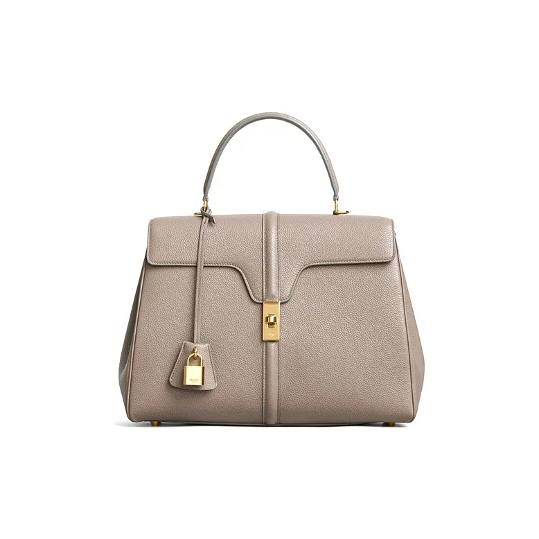 CELINE 16 Calfskin Handbag Medium Size Women's Egg Stone Brown-0
