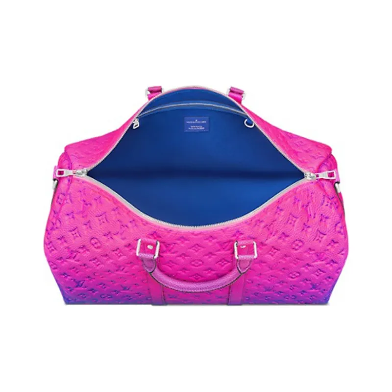 LOUIS VUITTON Keepall 50B Taurillon Illusion Blue/Pink-4