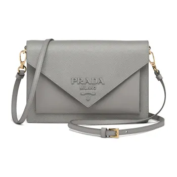 PRADA Saffiano Leather Handbag Women's Gray