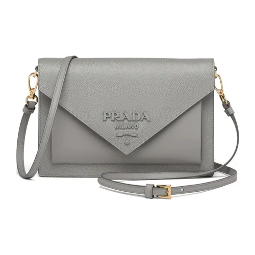 PRADA Saffiano Leather Handbag Women's Gray