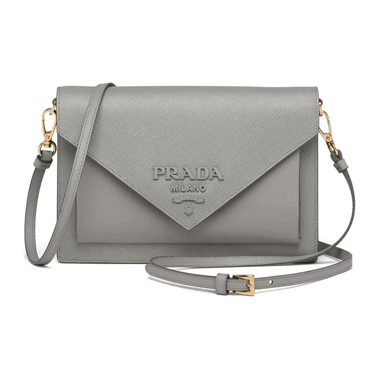 PRADA Saffiano Leather Handbag Women's Gray-0