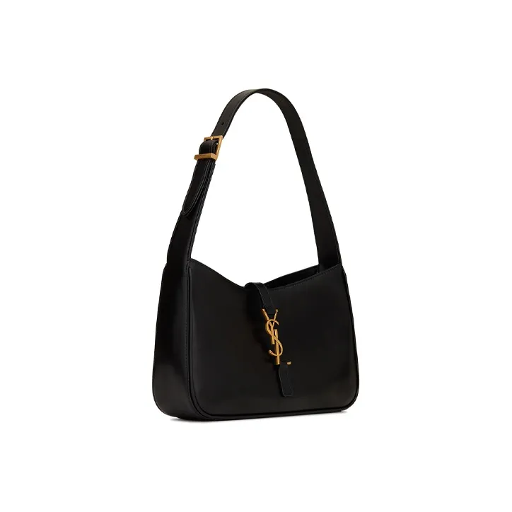 SAINT LAURENT LE5A7 Cow Leather Shoulder Bag, Hobo Bag, Handbag, Shoulder Bag Small Size Women's Black-1