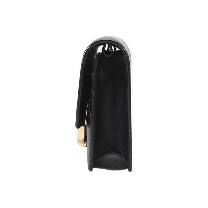 BALLY Leather Envelope Bag Handheld Shoulder Bag Crossbody Bag Mini Women's Pure Black-3