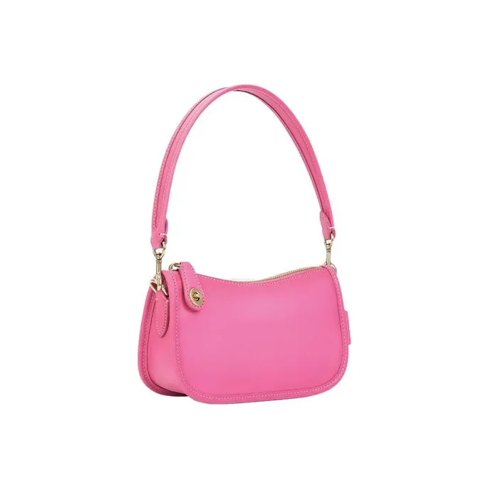 COACH Swinger Cow Leather Crescent Bag, Pochette, Underarm Handbag Small Size Women's Rose Red-2