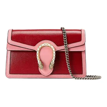 GUCCI Dionysus Leather Crossbody Bag Shoulder Bag Women's Red & Pink