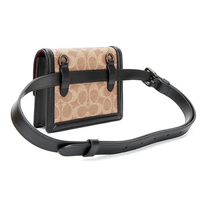 COACH Guang Yu Collaboration Hutton Monogram Canvas With Leather Fanny Pack Sling Bag Women's Khaki-3