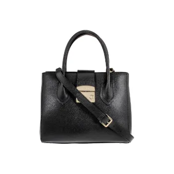 Furla Metropolis Collection Leather Tote Bag Shopping Bag Handbag Small Size Women's Black
