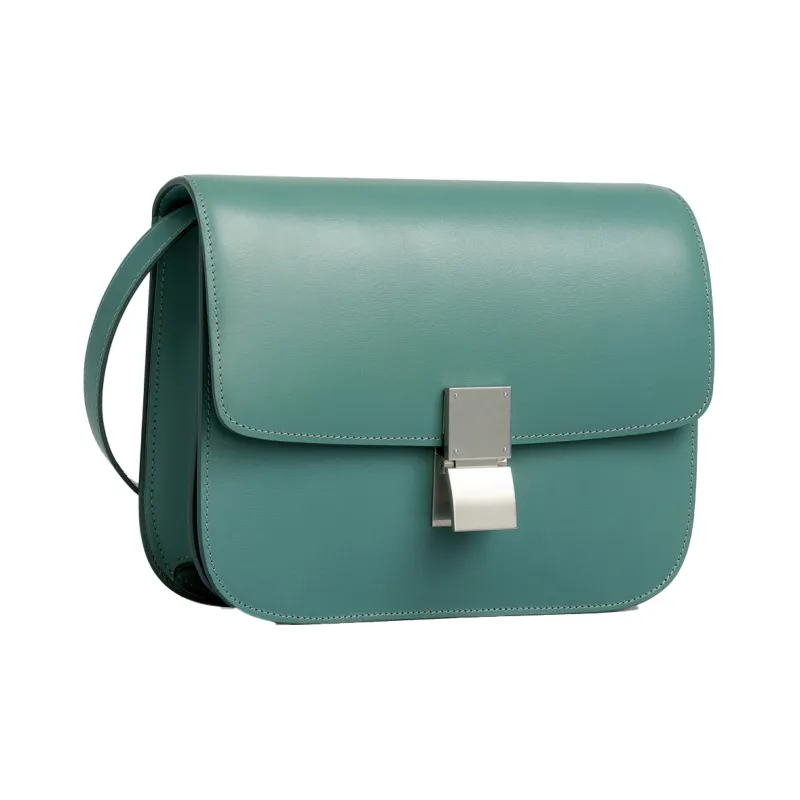 CELINE Classic Bo Polished Cow Leather Crossbody Bags Shoulder Bags Medium Size Women's Celadon Green-1