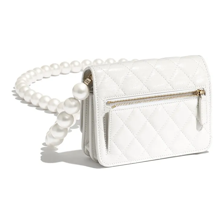 CHANEL WOC Cow Leather Coin Purse Card Holder Shoulder Bag Women's White-2