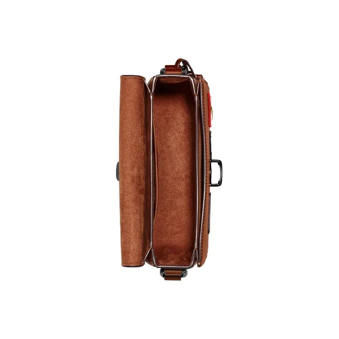 COACH Studio Tanned Leather Small Square Bag, Crossbody Bag Trumpets Women's Saddle-3