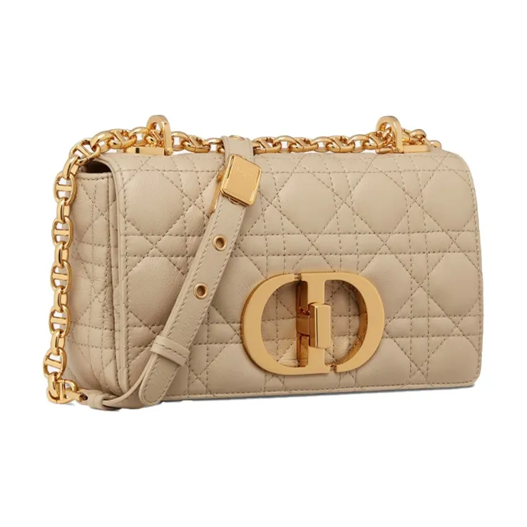 DIOR Caro Soft Cow Leather Portable Crossbody Bag Shoulder Bag Women's Beige-1