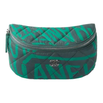 CHANEL NEIGE Ski Series Waterproof Material Wrist Bag Zipper Coin Purse Women's Green
