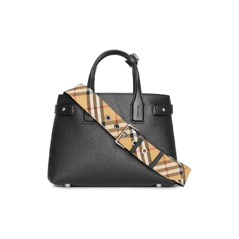 Burberry Plaid Patchwork Handbag Shoulder Bag Small Size Women's Black-1