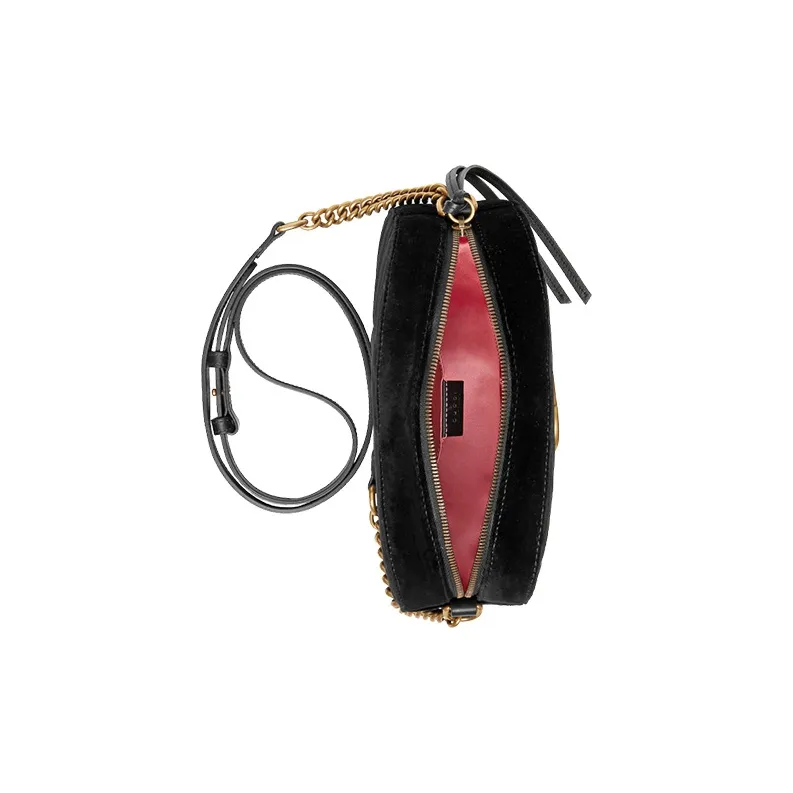 GUCCI Marmont Quilted Velvet Camera Bag, Chain Bag, Crossbody Bag, Shoulder Bag Women's Black-7