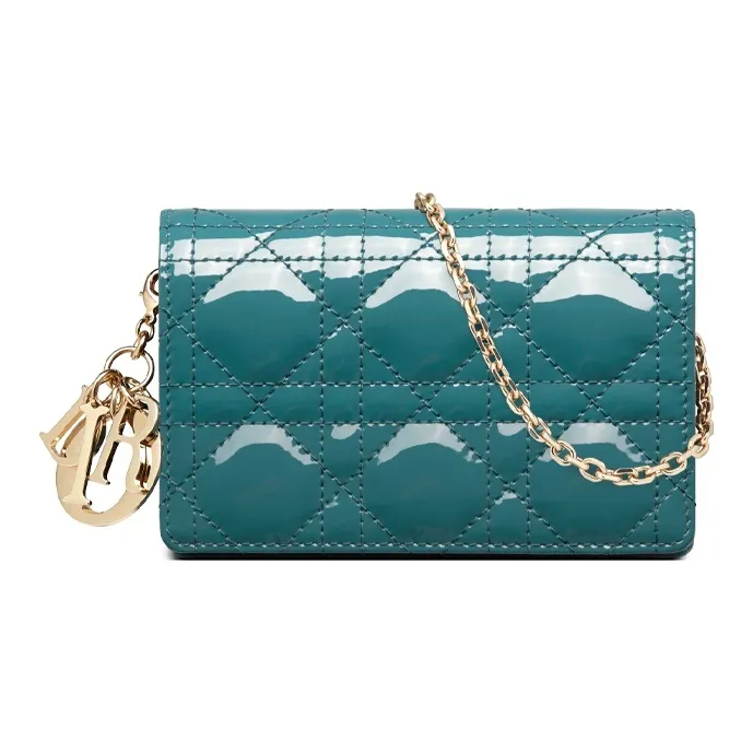 DIOR Patent Leather Cow Leather Patchwork Clutches Shoulder Bag Crossbody Bag Regular Women's Deep Sea Blue-0