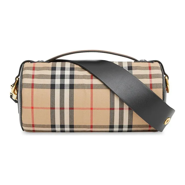 Burberry Cow Leather With Cotton Cylinder Bag Shoulder Bag Crossbody Bag Women's Camel-2