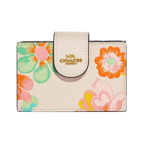 COACH Female COACH luggage Collection Card holder White Orange Pink