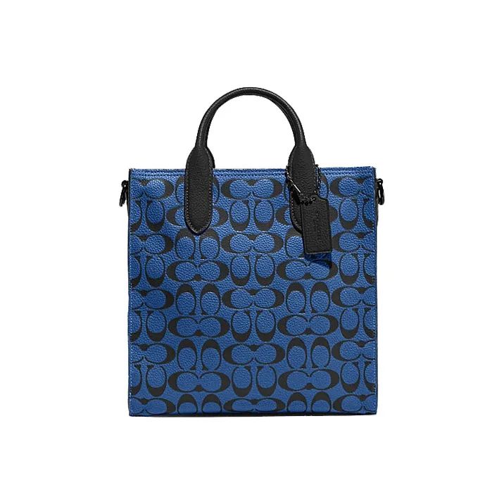 COACH Cow Leather Tote Bag, Shopping Bag, Shoulder Bag, Crossbody Bag, Handbag Medium Size Men's Blue-0
